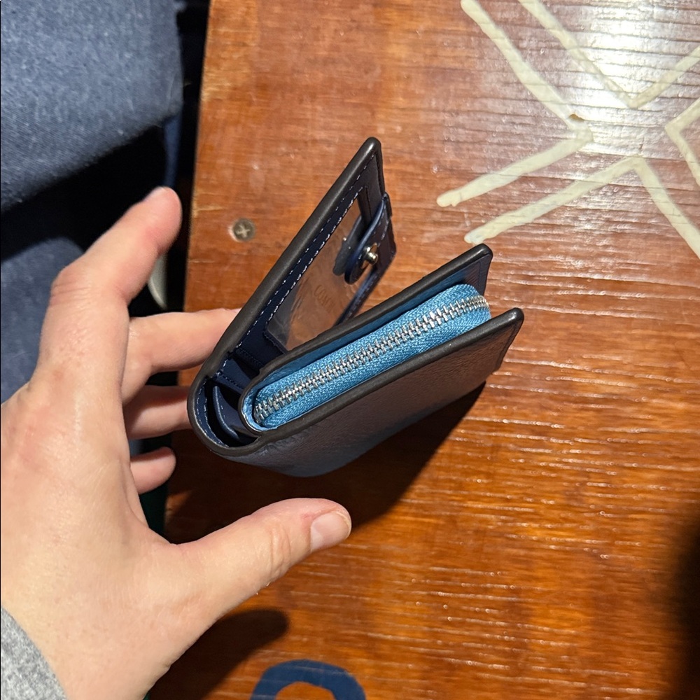 Coach Pebbled Leather Small Wallet in Light Blue - Picture 4 of 6
